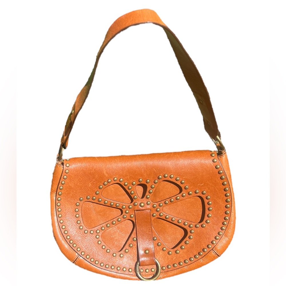 Rare Michael Kors Leather Studded Cutout Flower Shoulder Vintage Bag
